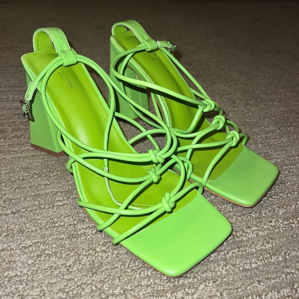 Green PLT thick heels. Size 8UK / 10US